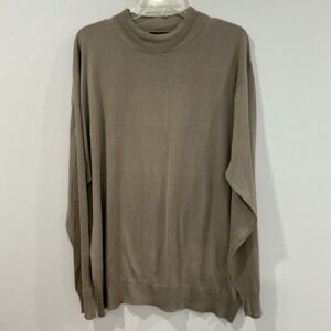 ENZONE Sweater Mens 2XL Beige 100% Cashmere Mock Neck Knit Quiet Luxury